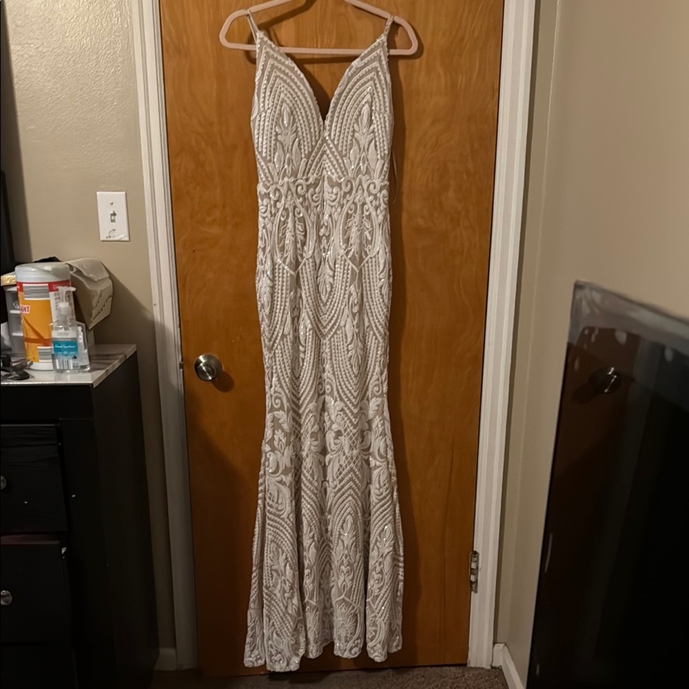 Elegant White Beaded Gown